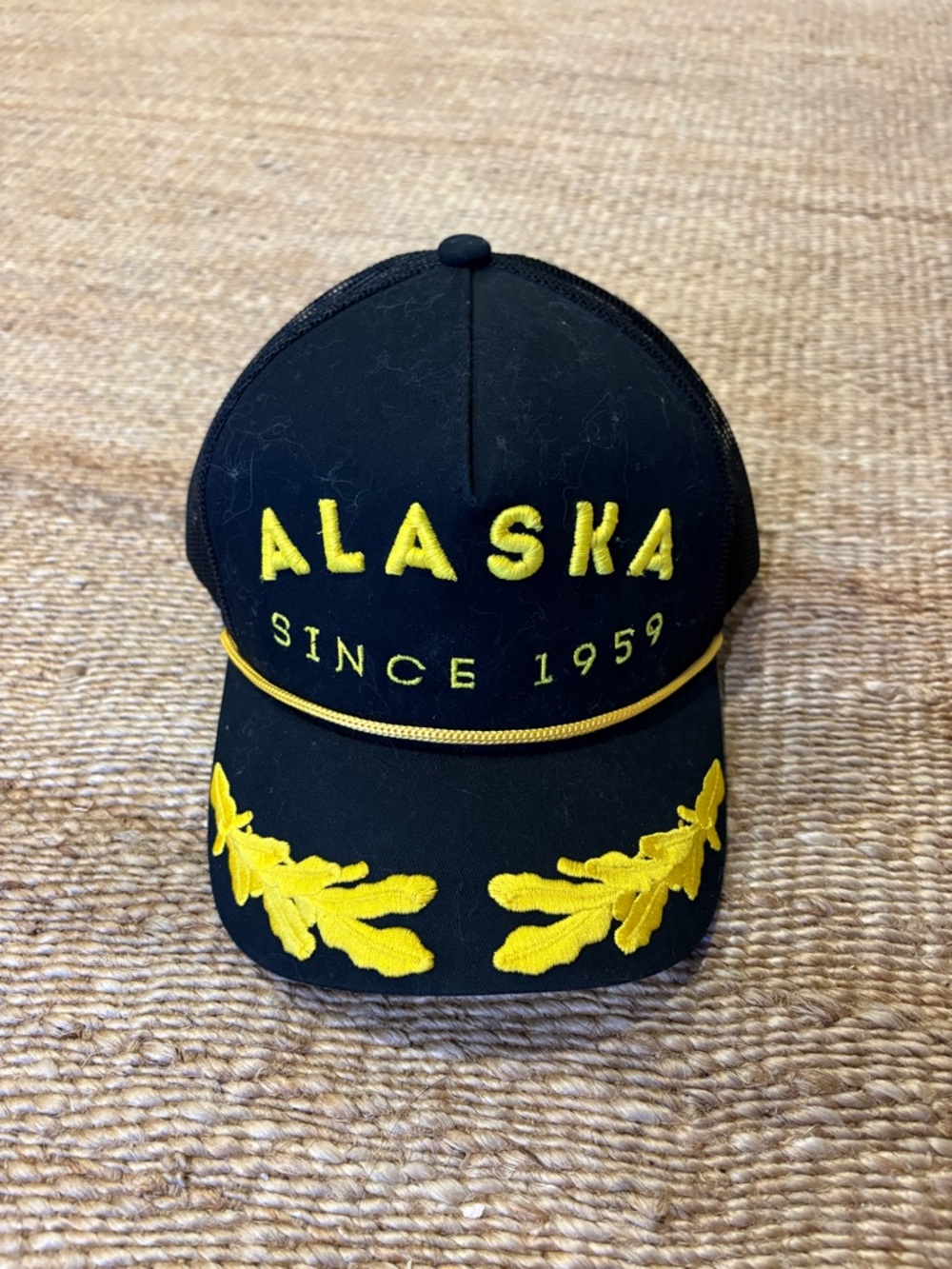 OTTO Black Hat with Yellow Alaska Embroidery